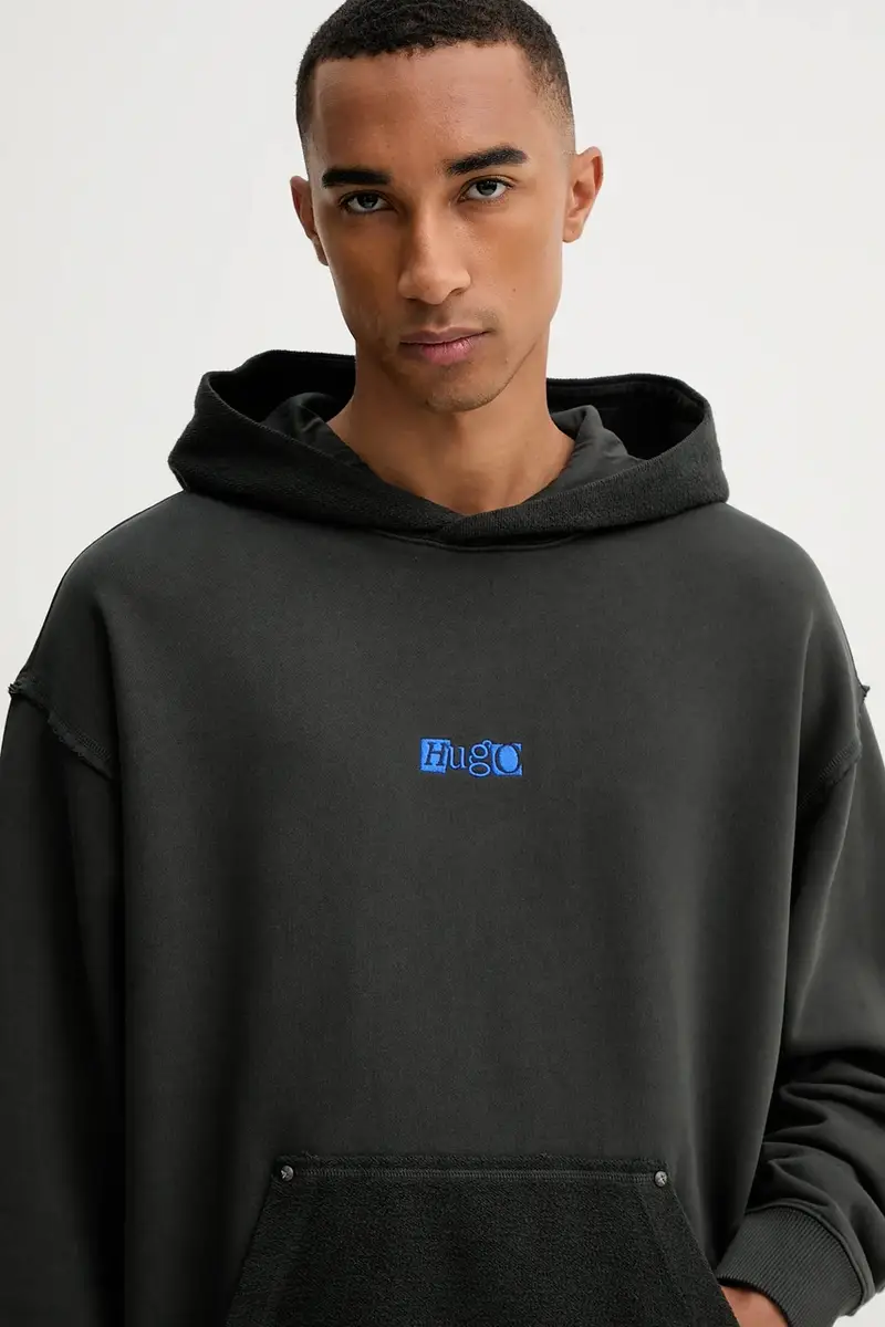 felpa in cotone uomo colore grigio con cappuccio 50542799 miniatura 4