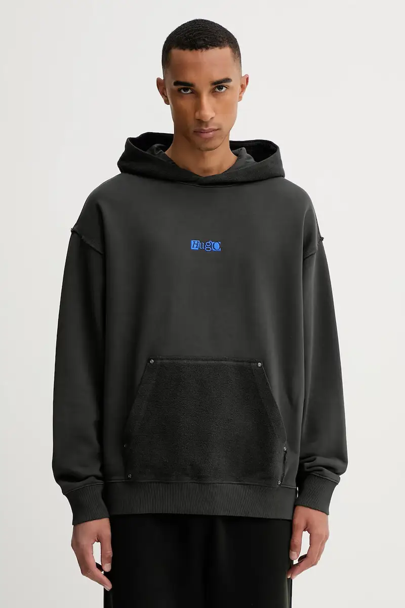 felpa in cotone uomo colore grigio con cappuccio 50542799