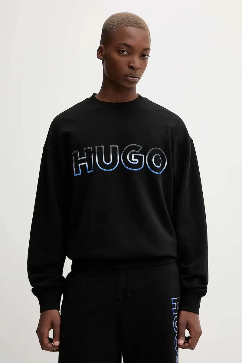 felpa in cotone uomo colore nero con applicazione 50549148