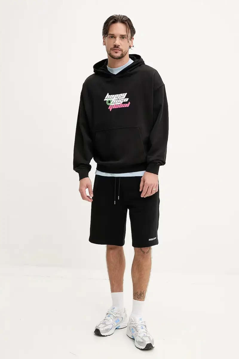 felpa in cotone uomo colore nero con cappuccio 50536113 miniatura 2