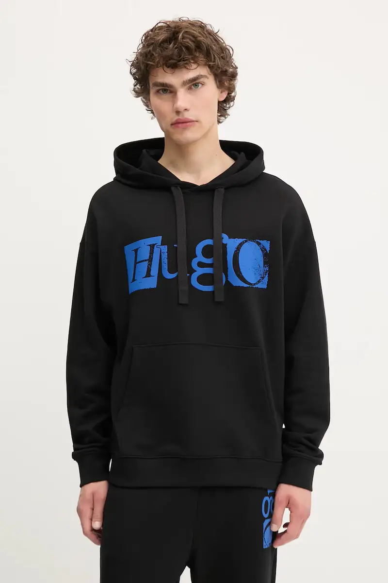 felpa in cotone uomo colore nero con cappuccio 50542796