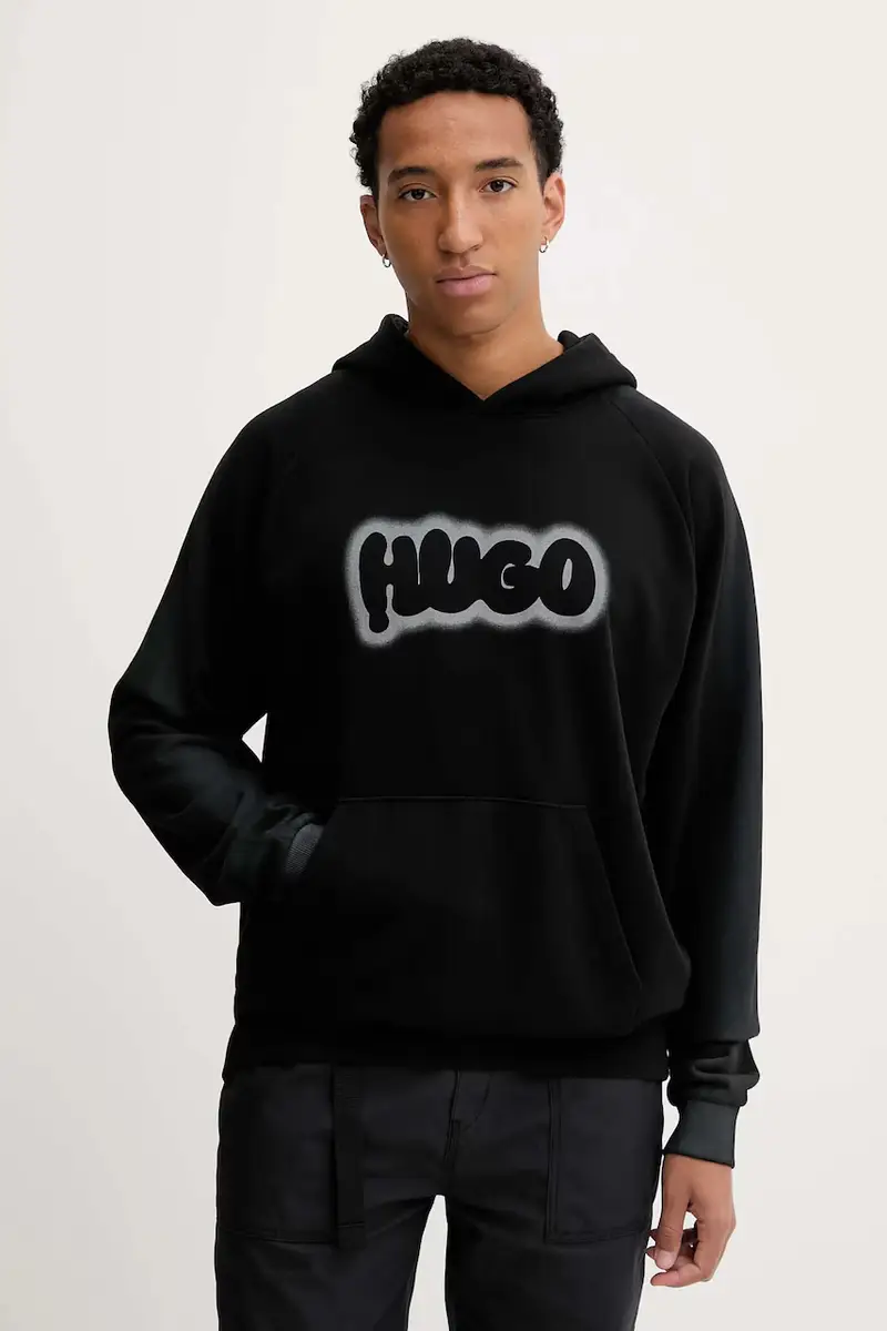 felpa in cotone uomo colore nero con cappuccio 50549579