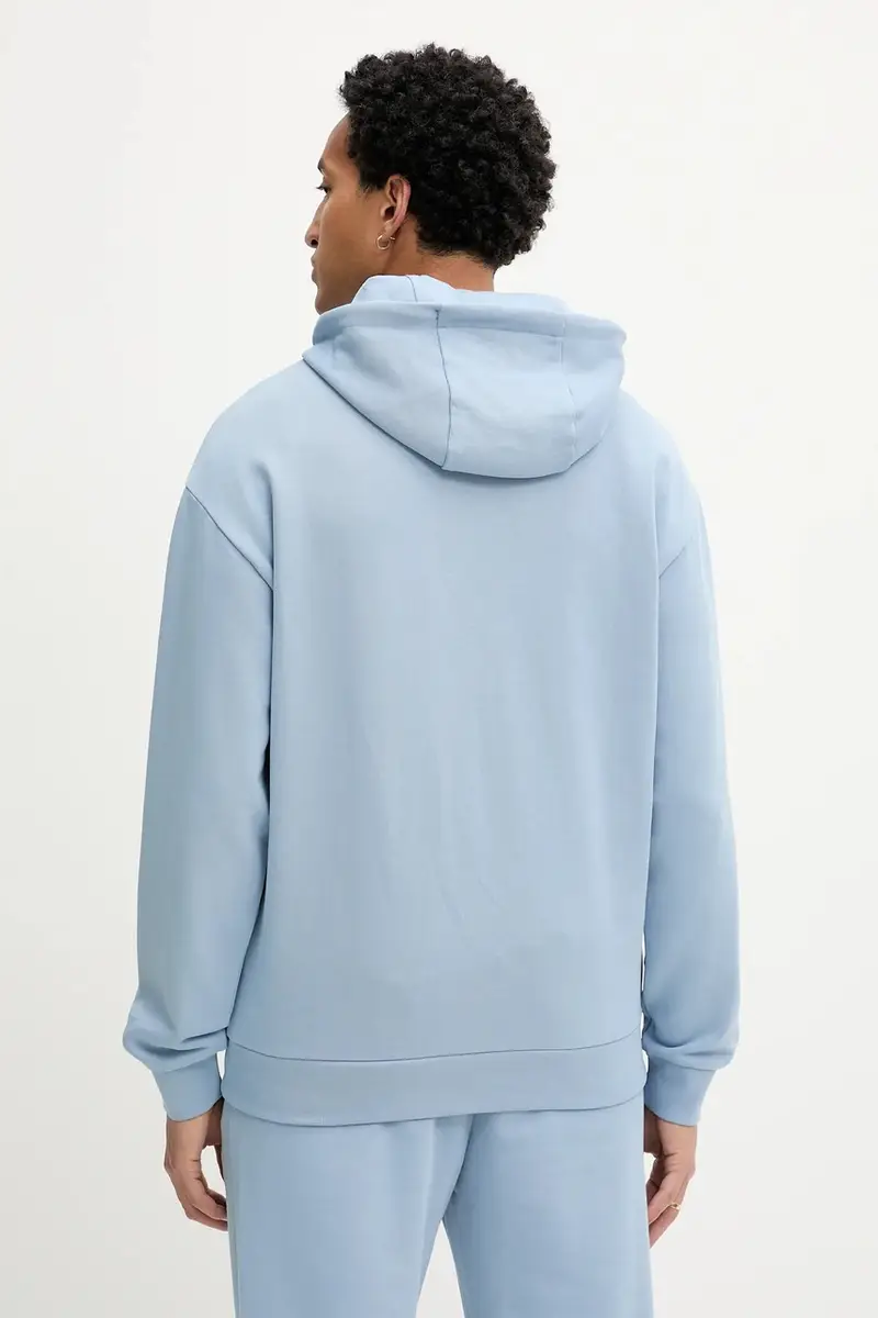 felpa in cotone uomo colore nero con cappuccio con applicazione 50522381 Blu miniatura 3