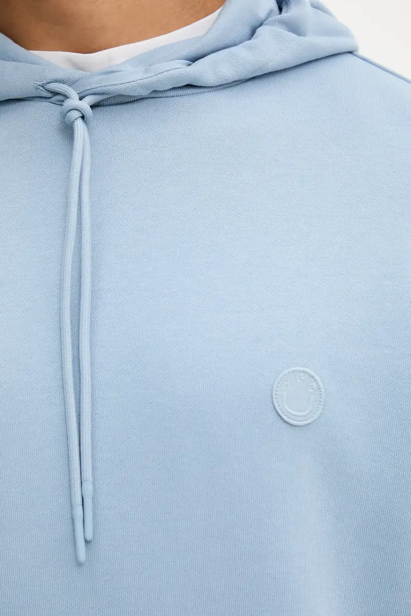 felpa in cotone uomo colore nero con cappuccio con applicazione 50522381 Blu miniatura 5