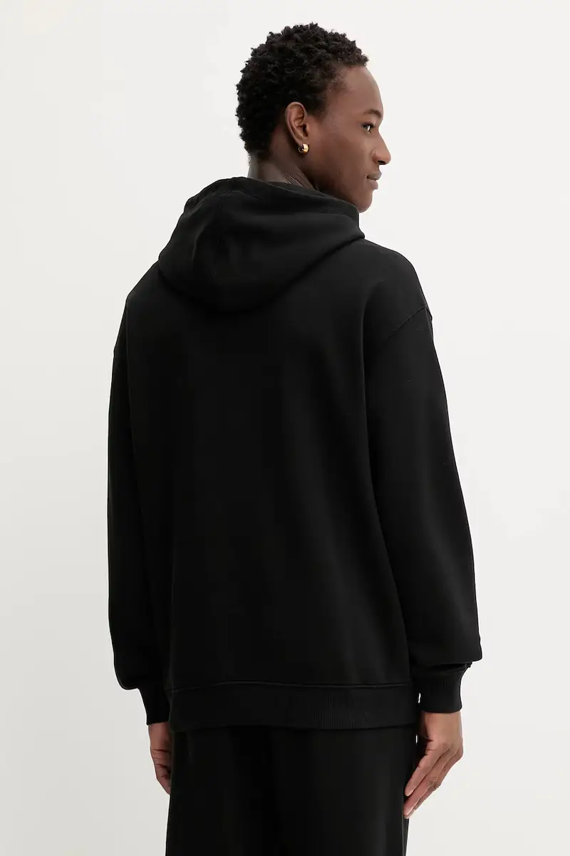 felpa in cotone uomo colore nero con cappuccio con applicazione 50549151 miniatura 3