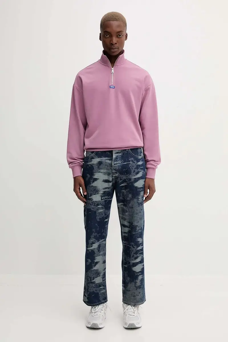 felpa in cotone uomo colore nero Rosa miniatura 2