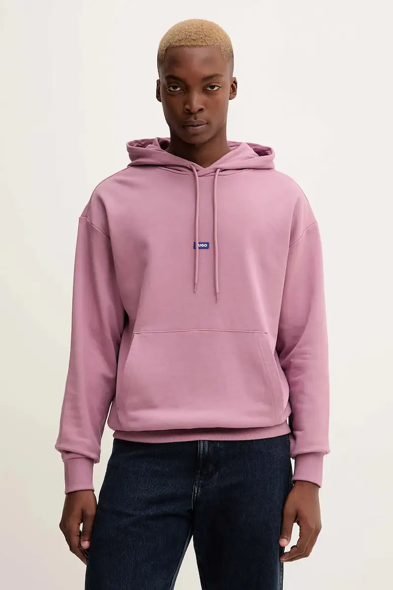 felpa in cotone uomo colore rosa con cappuccio 50522374