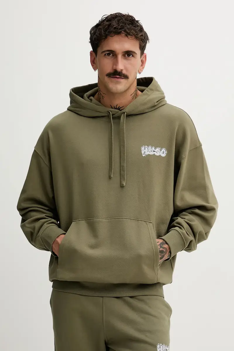 felpa in cotone uomo colore verde con cappuccio 50549212 miniatura 3