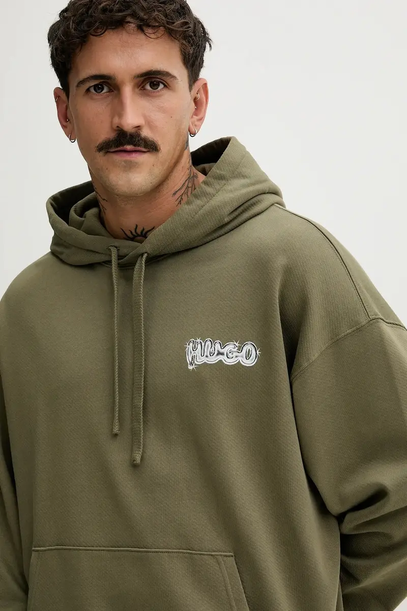 felpa in cotone uomo colore verde con cappuccio 50549212 miniatura 4