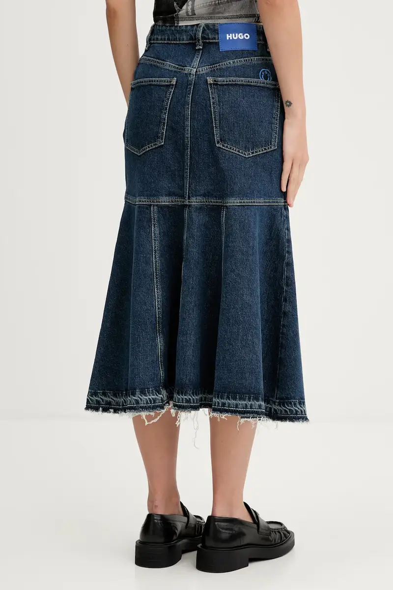 gonna di jeans colore blu navy 50541569 miniatura 3