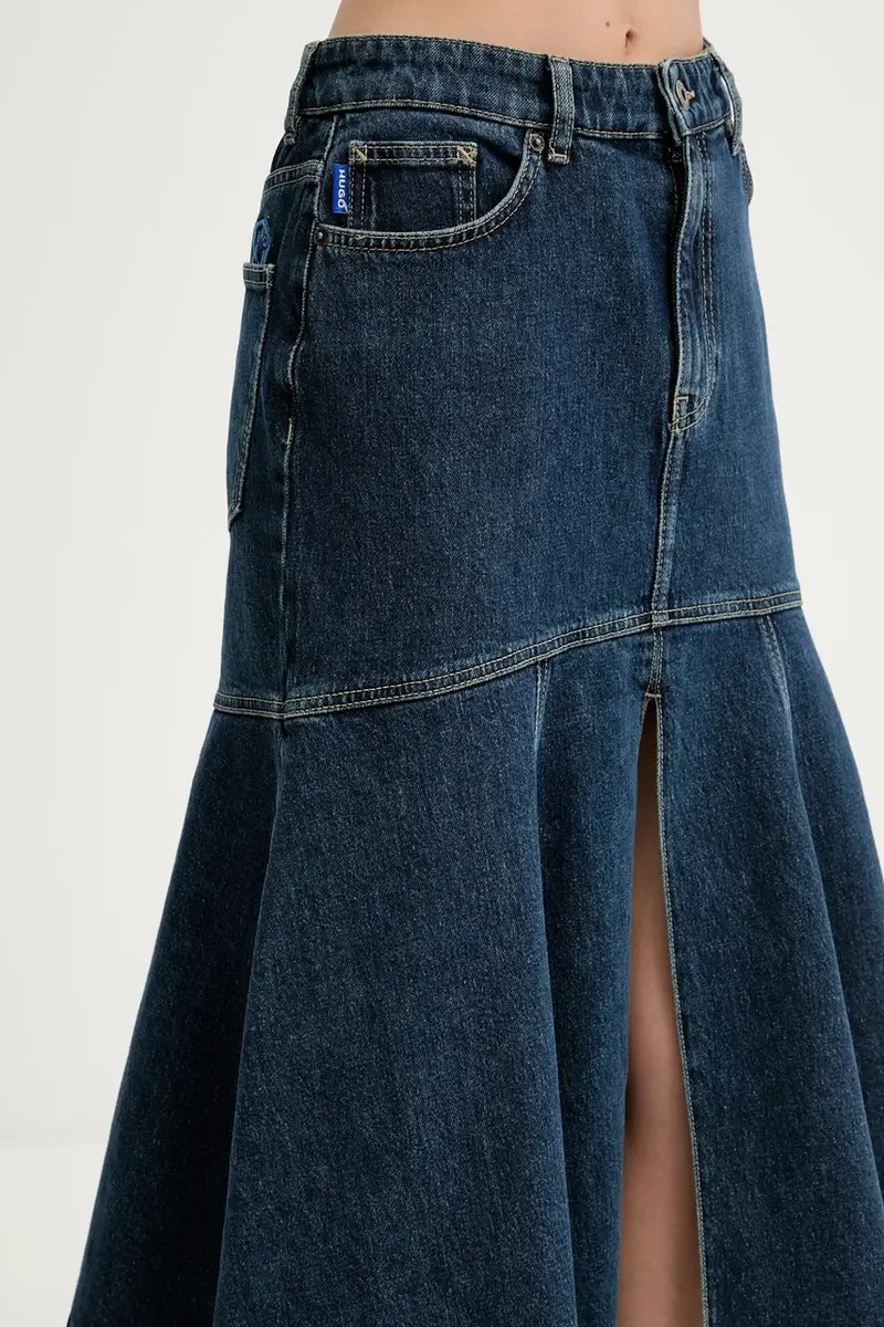 gonna di jeans colore blu navy 50541569 miniatura 4