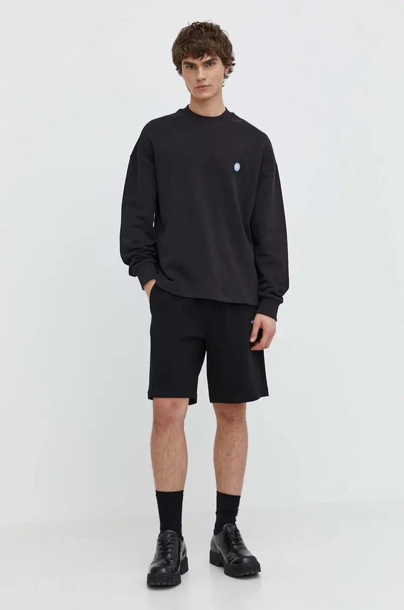 pantaloncini in cotone colore nero miniatura 2