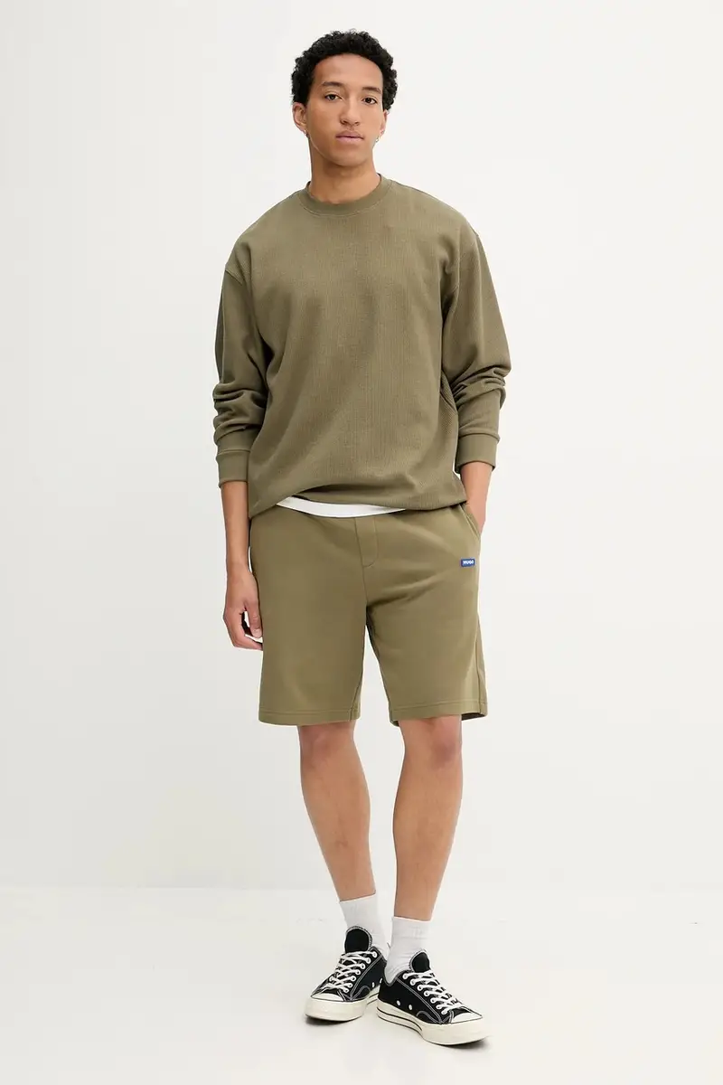 pantaloncini in cotone colore nero 50522364 Verde miniatura 2