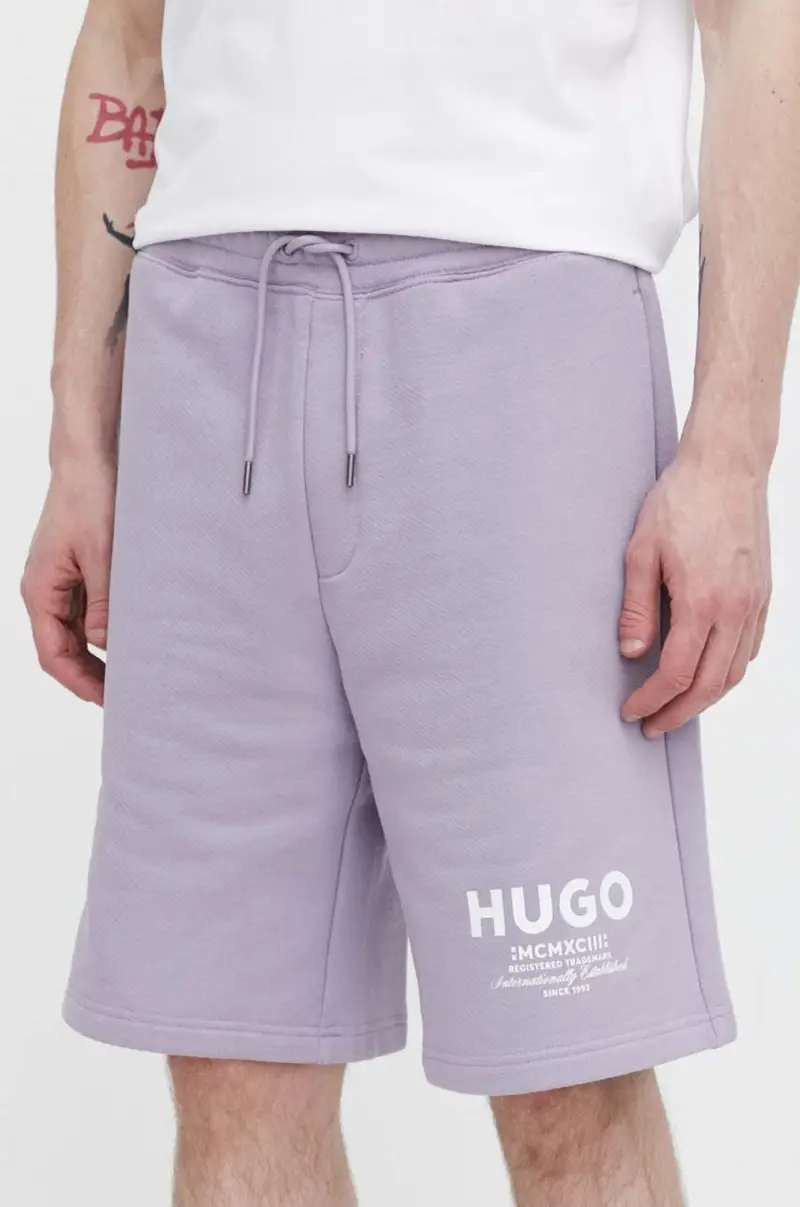pantaloncini in cotone colore violetto