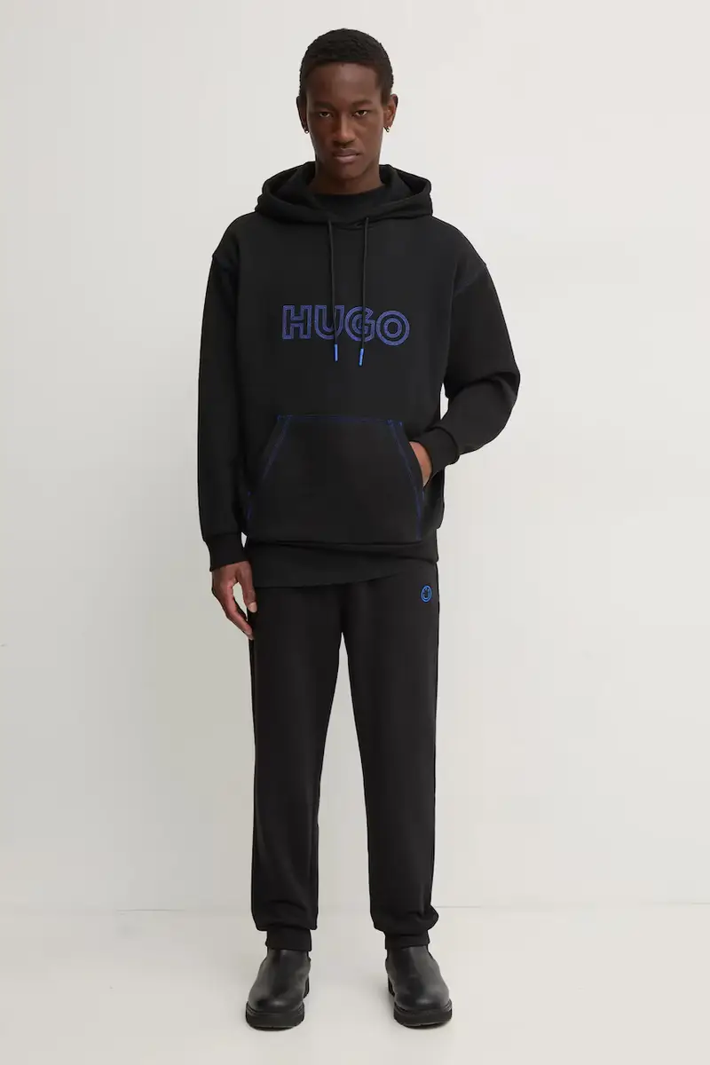 pantaloni della tuta di cotone colore nero 50522360 miniatura 2