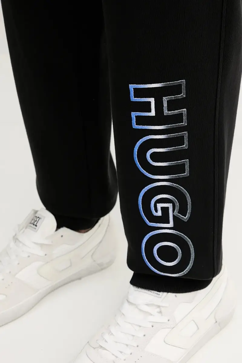 pantaloni tuta di cotone uomo colore nero con applicazione 50549149 miniatura 4