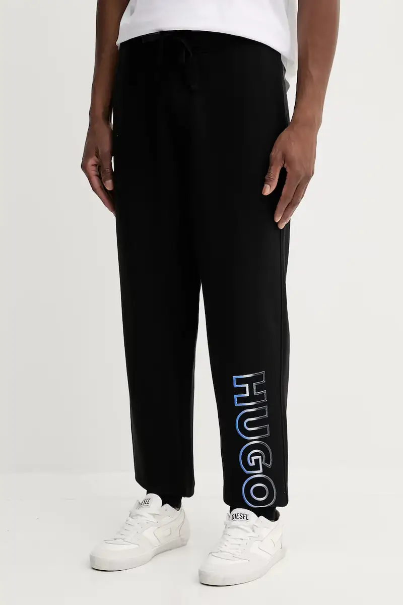 pantaloni tuta di cotone uomo colore nero con applicazione 50549149
