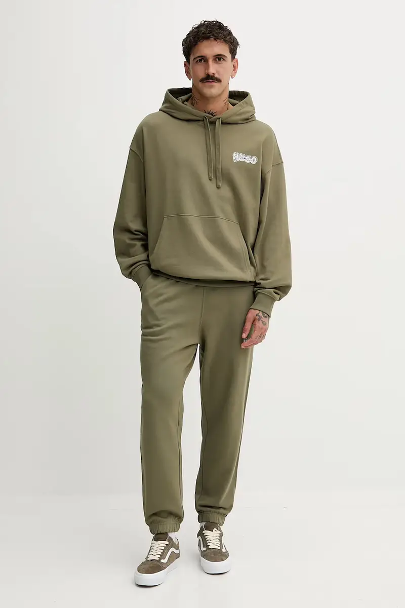 pantaloni tuta di cotone uomo colore verde 50549779 miniatura 2