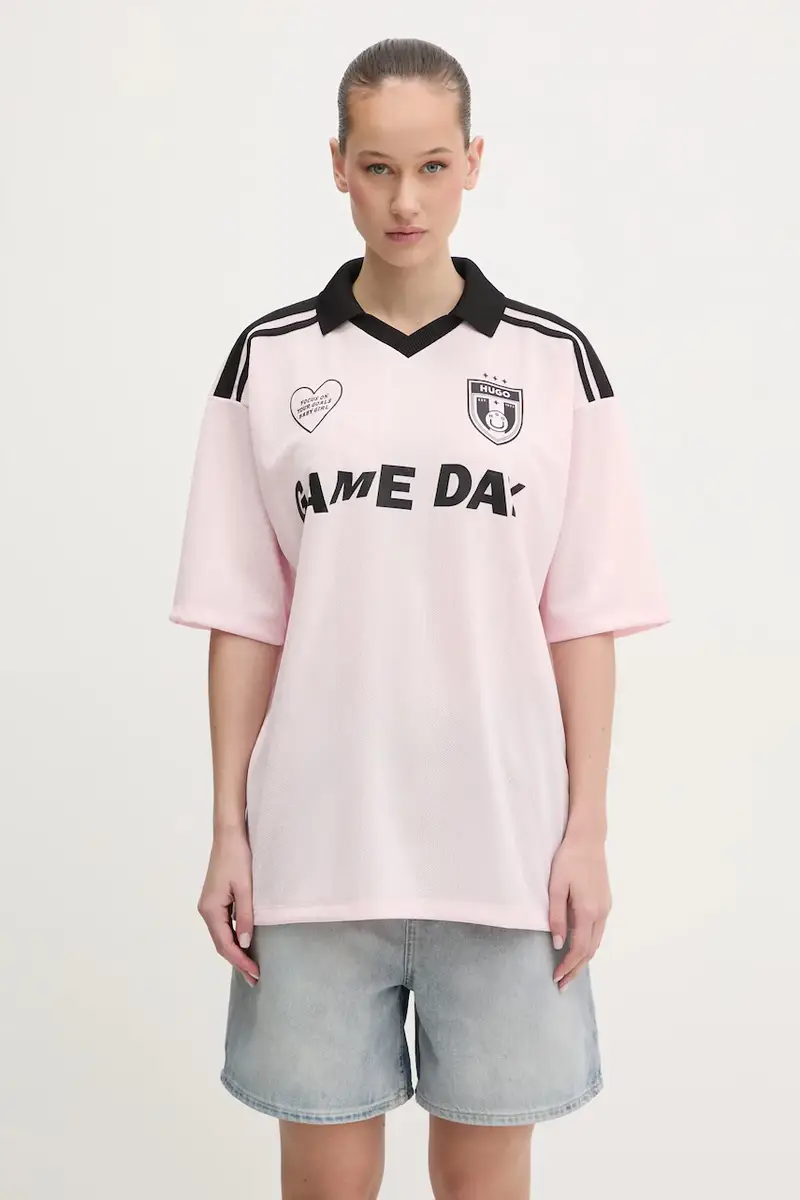 HUGO Blue Polo Donna Rosa 3157950 miniatura 4