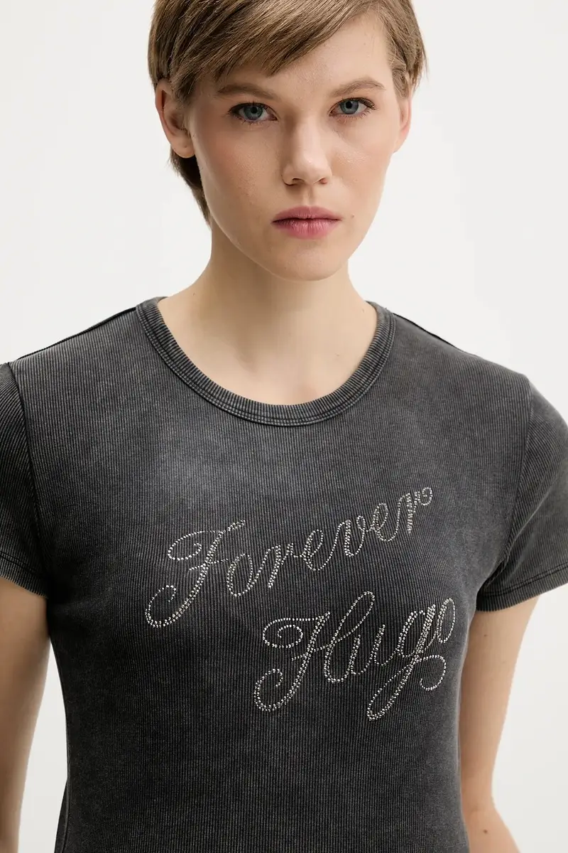 HUGO Blue T-shirt Donna Grigio 3770435 miniatura 4