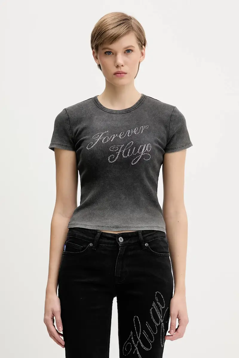 HUGO Blue T-shirt Donna Grigio 3770435