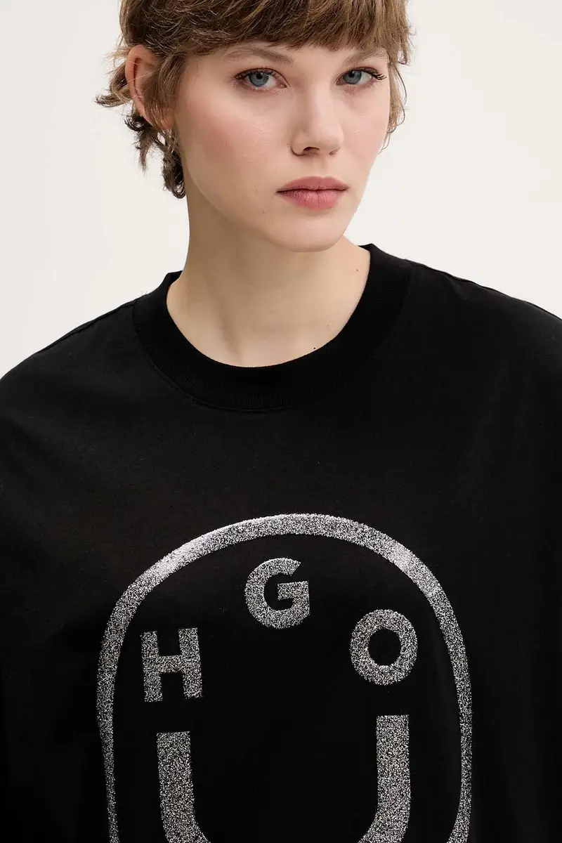 HUGO Blue T-shirt Donna Nero 3776678 miniatura 4