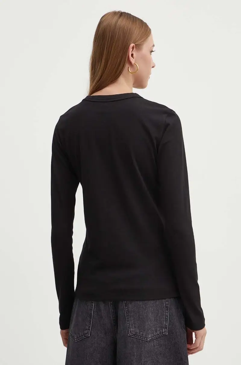 top a maniche lunghe in cotone colore nero 50520316 miniatura 3