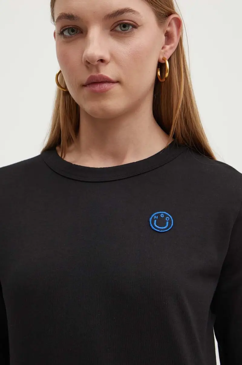 top a maniche lunghe in cotone colore nero 50520316 miniatura 4