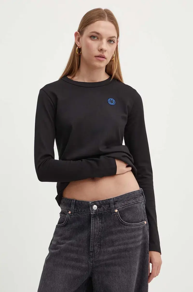 top a maniche lunghe in cotone colore nero 50520316