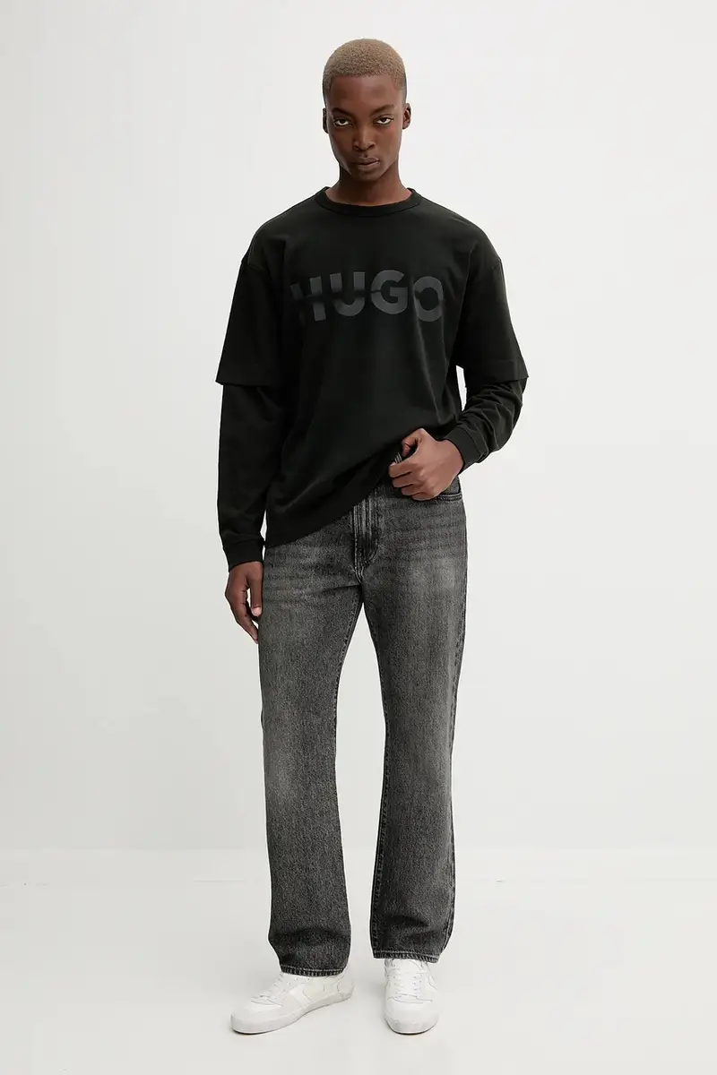 top a maniche lunghe in cotone colore nero 50546541 miniatura 2