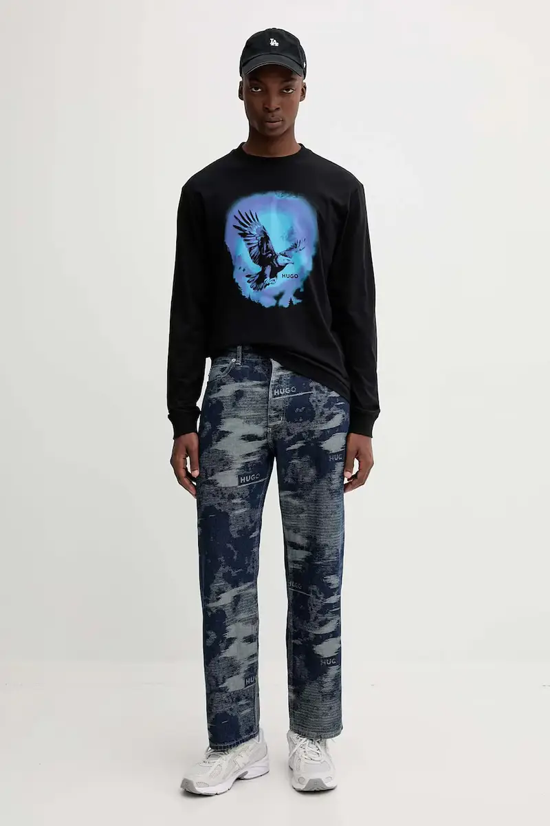 top a maniche lunghe in cotone colore nero 50549135 miniatura 2