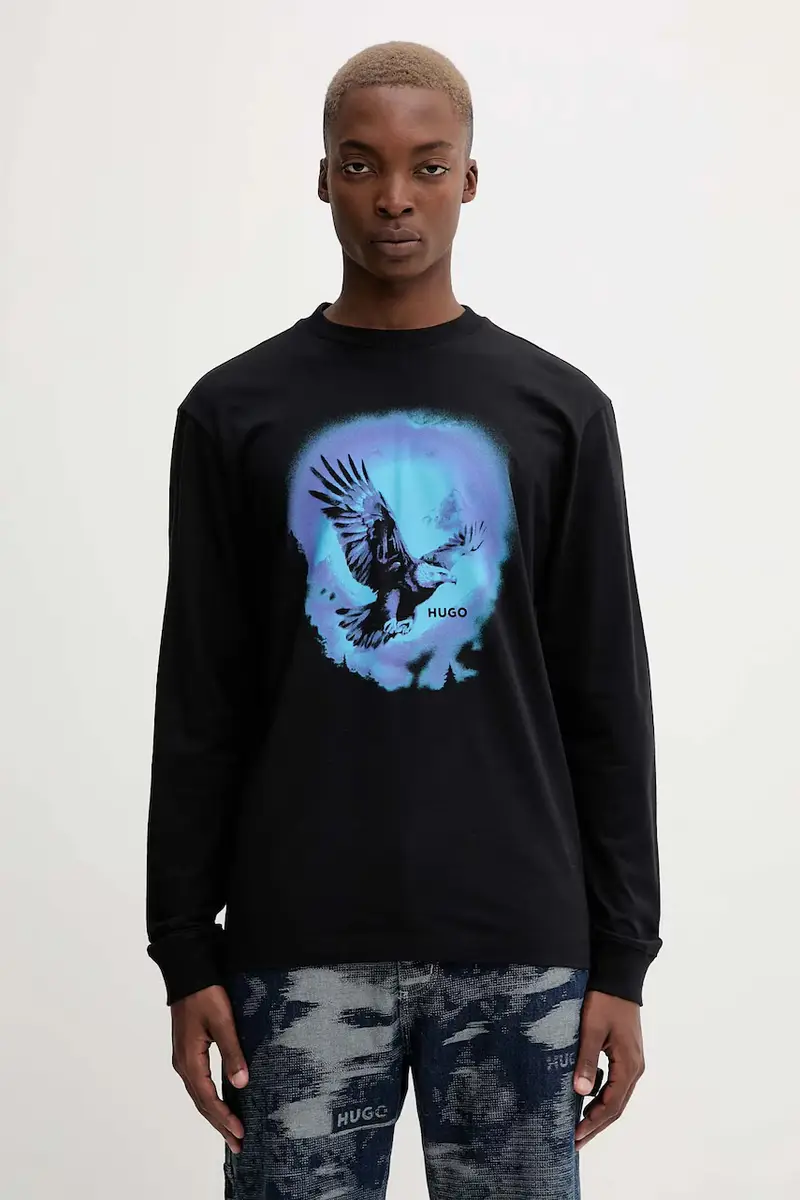 top a maniche lunghe in cotone colore nero 50549135