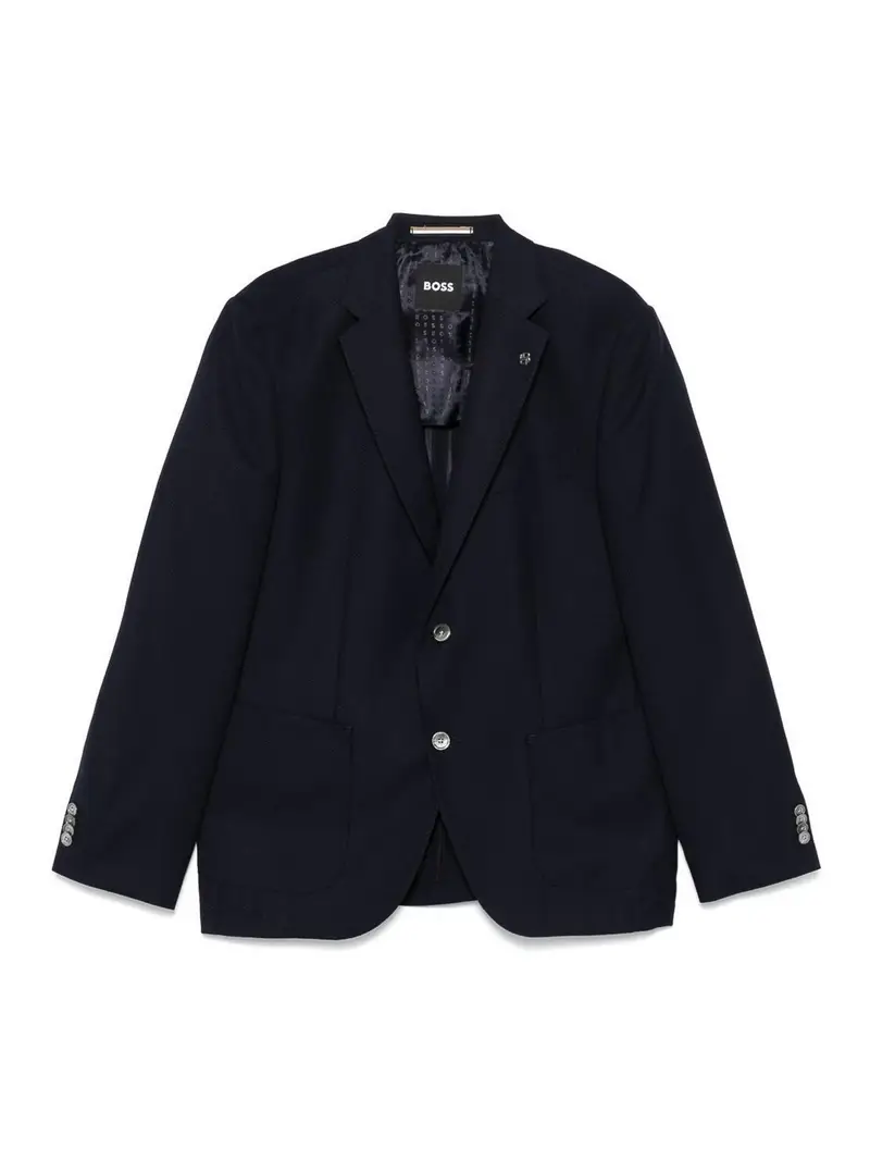 Blazer blu a petto singolo in lana vergine