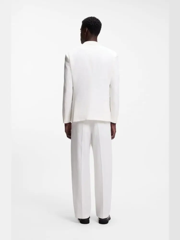 blazer uomo extra slim in seersucker di cotone bianco con due bottoni miniatura 3