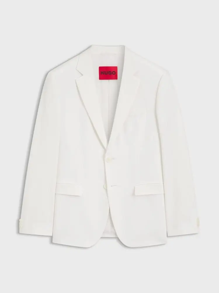 blazer uomo extra slim in seersucker di cotone bianco con due bottoni