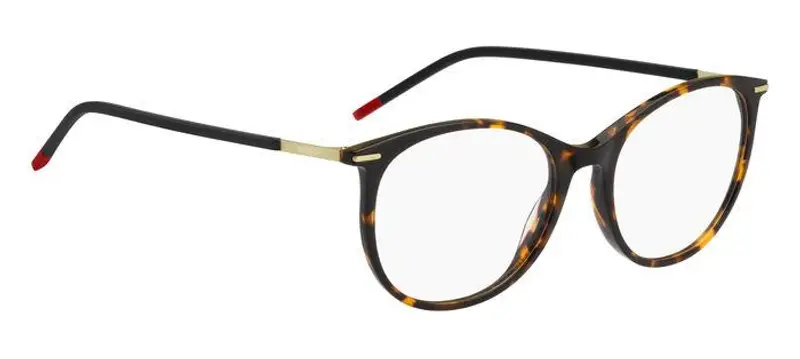 Hugo Boss Donna HG 1238 0UC Montature da vista Acetato Havana/Rosso Cat Eye miniatura 2
