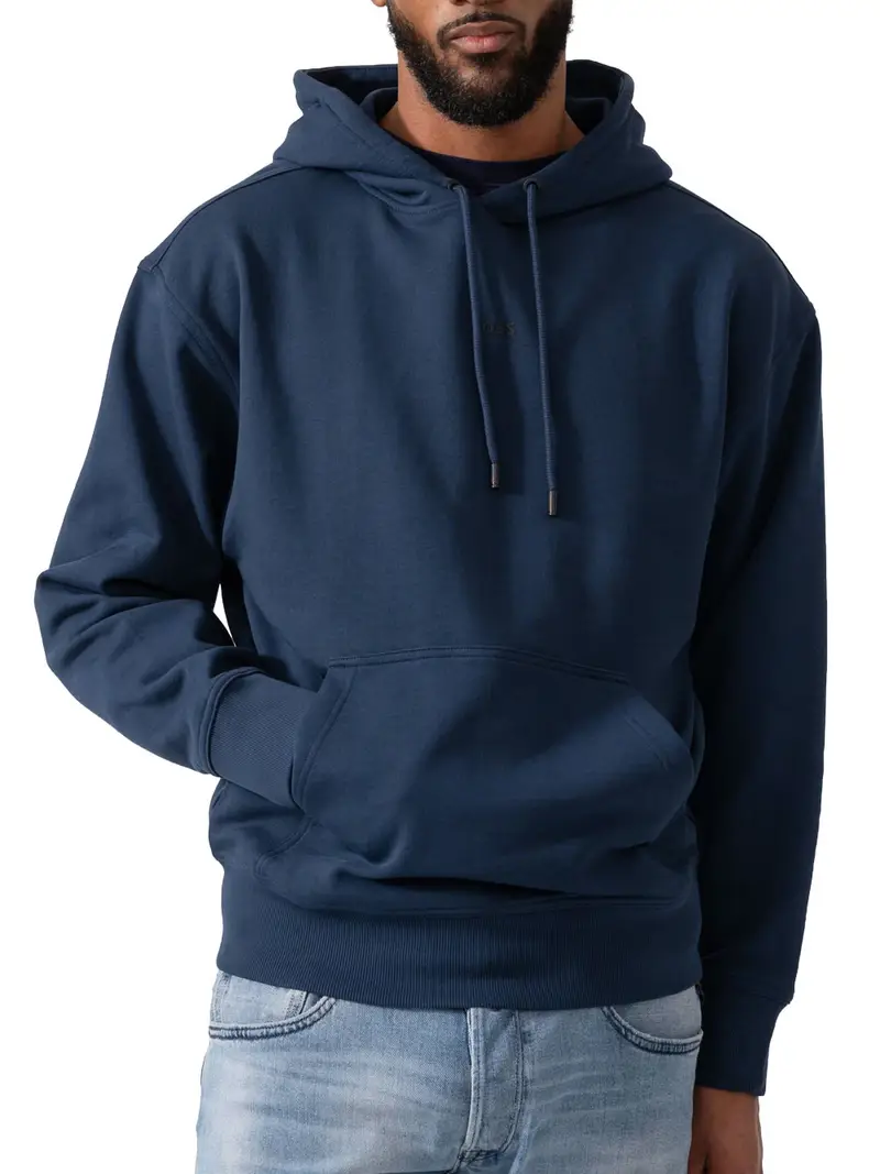felpa cappuccio hugo boss wesmallhood da uomo - blu