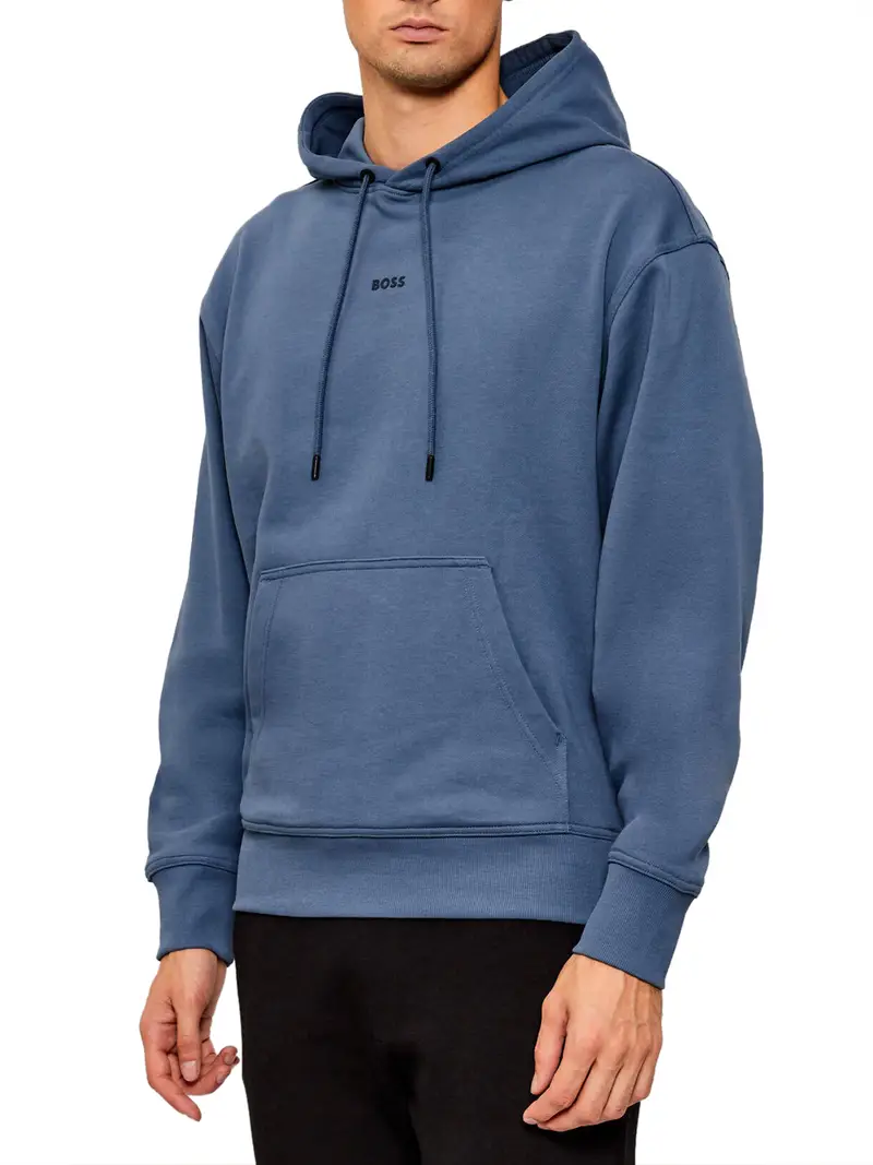 felpa cappuccio hugo boss wesmallhood da uomo - celeste