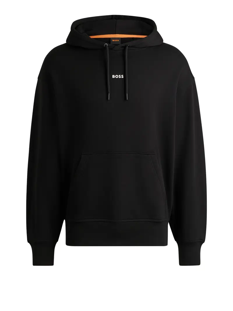 felpa cappuccio hugo boss wesmallhood da uomo - nero