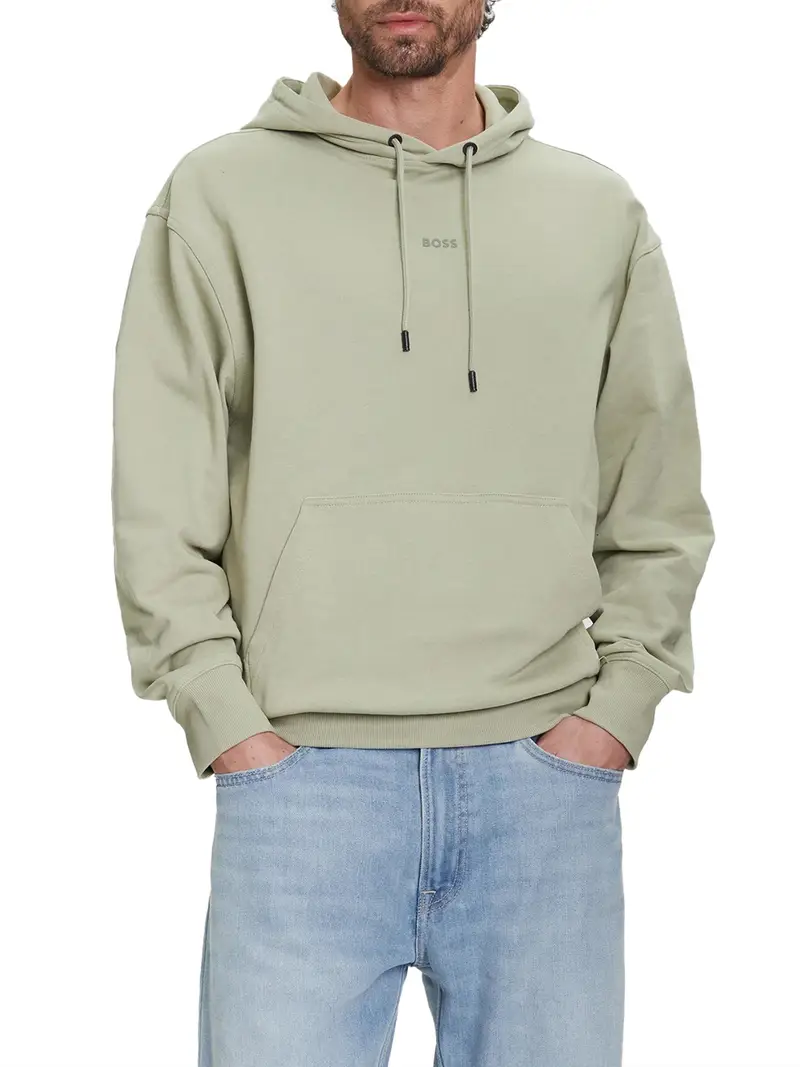 felpa cappuccio hugo boss wesmallhood da uomo - verde