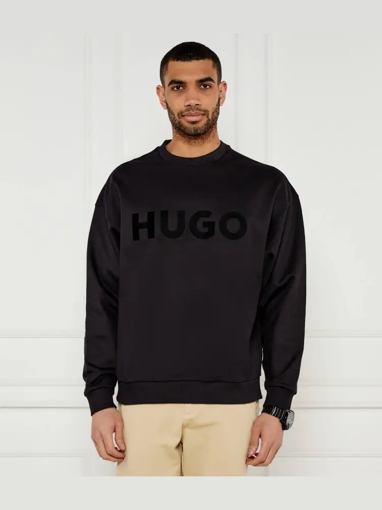 felpa in jersey di cotone nero con logo frontale