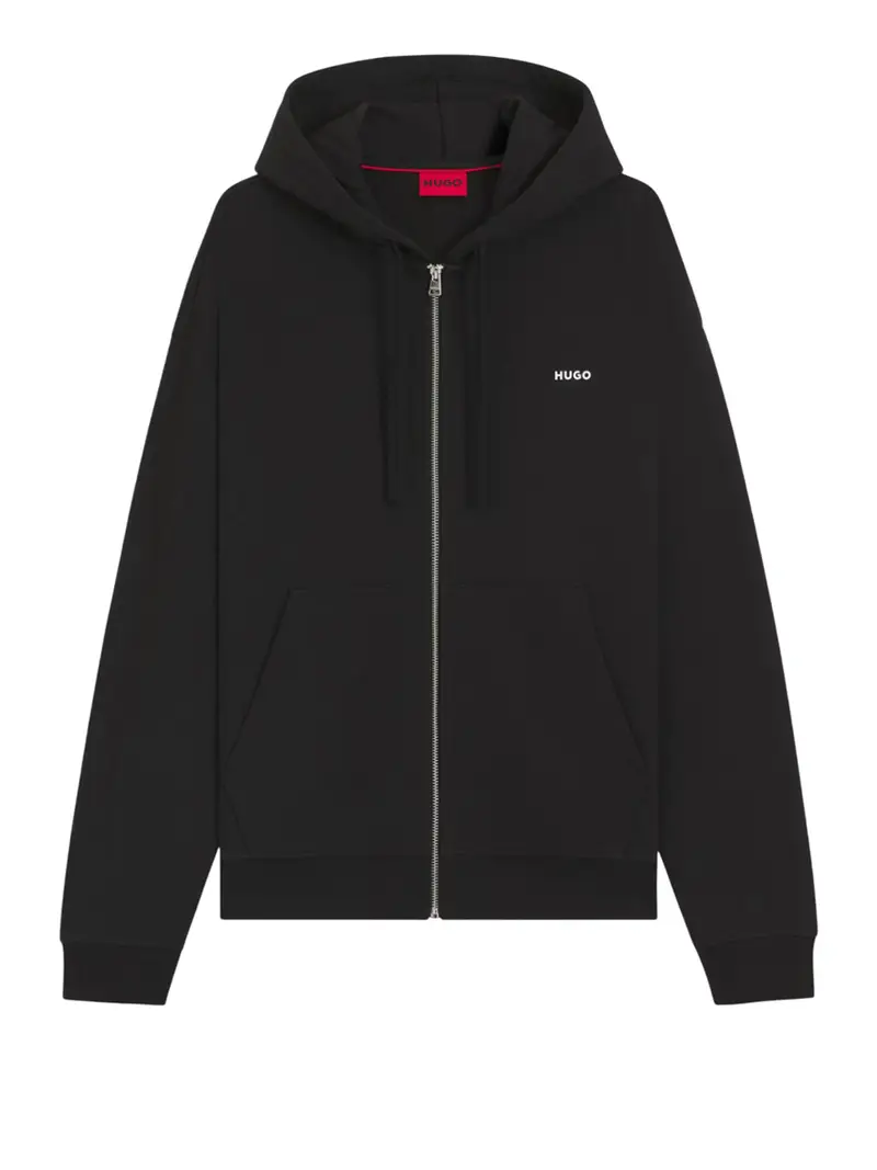 felpa zip hugo boss dapozip da uomo - nero