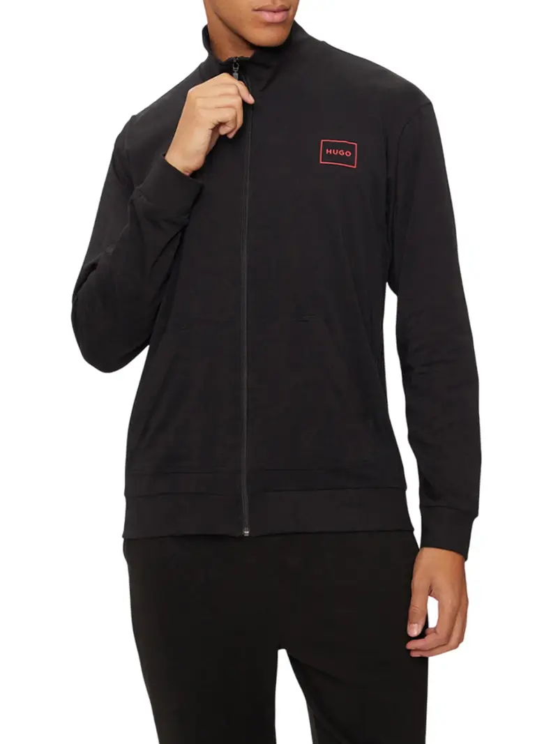 felpa zip hugo boss laze da uomo - nero