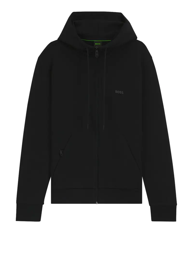 felpa zip hugo boss saggy da uomo - nero