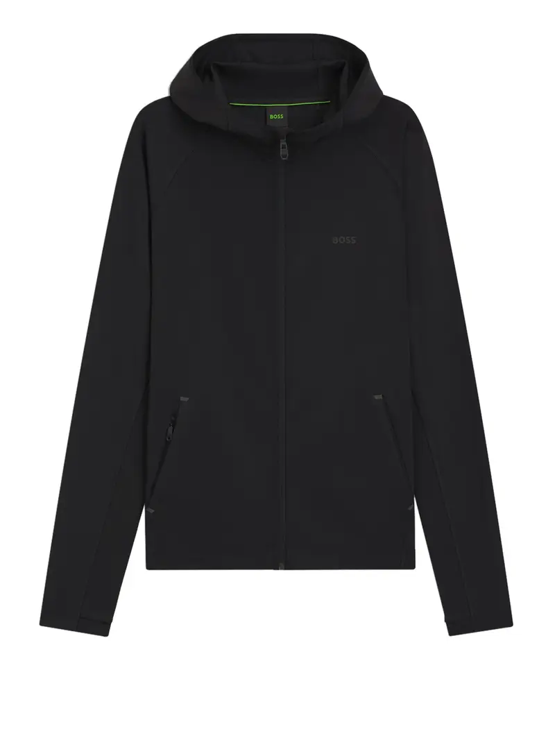 felpa zip hugo boss sicon active da uomo - nero