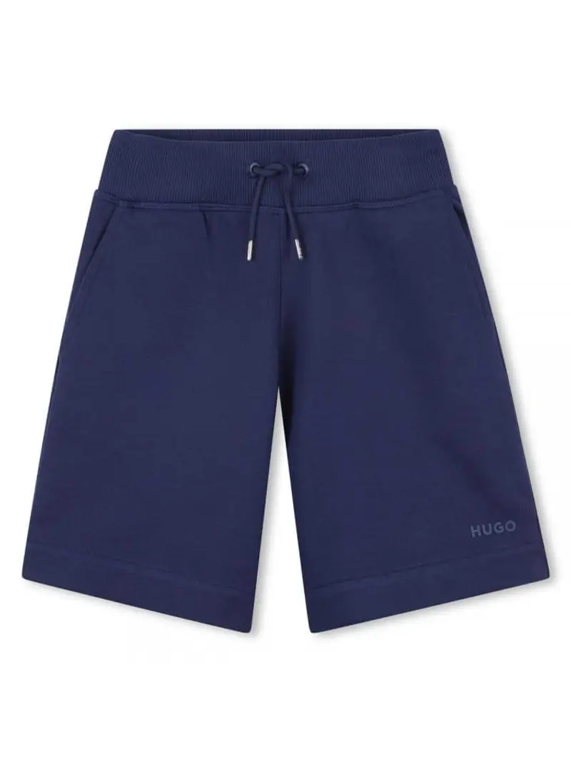 short kids-junior in cotone blu micro logo