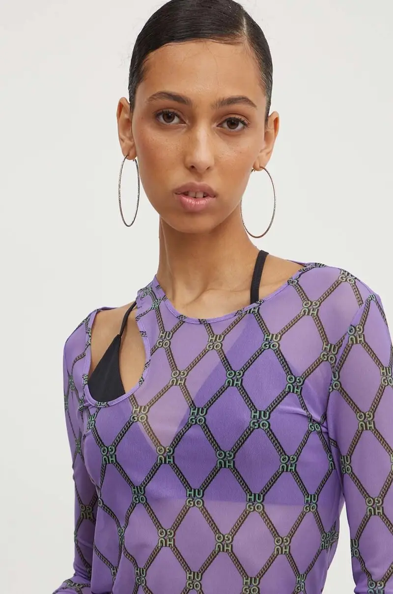 camicia a maniche lunghe donna colore violetto 50518545 miniatura 4