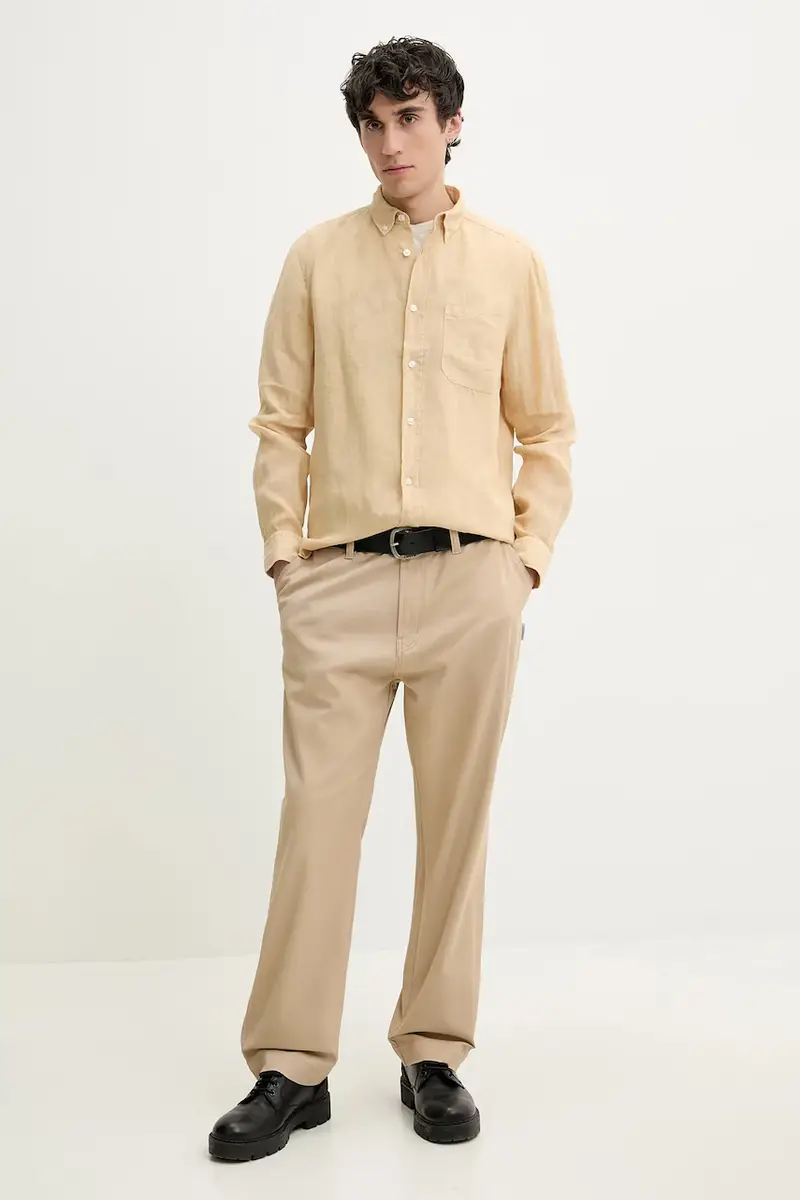 camicia di lino colore beige 50514162 miniatura 2