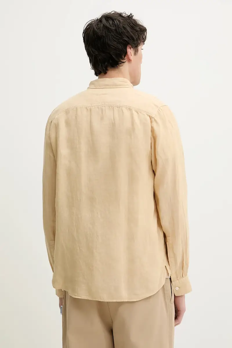 camicia di lino colore beige 50514162 miniatura 3