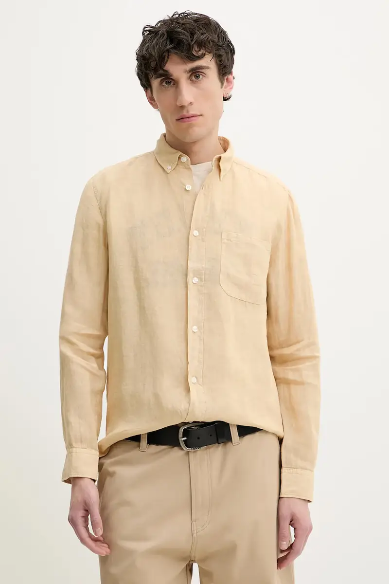 camicia di lino colore beige 50514162